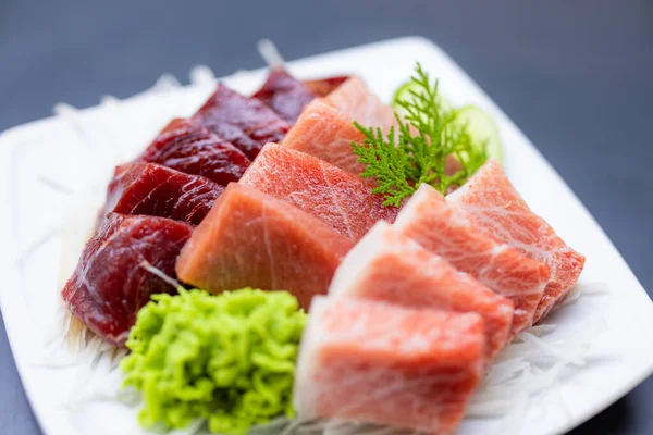 stock image Dish of japanese foods sashimi with Toro