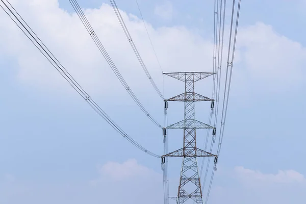 High Voltage Tower Blue Sky Background — Stock Photo, Image