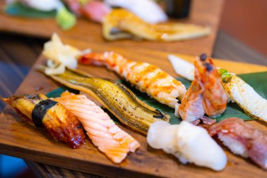 Sushi set in Japanese restaurant