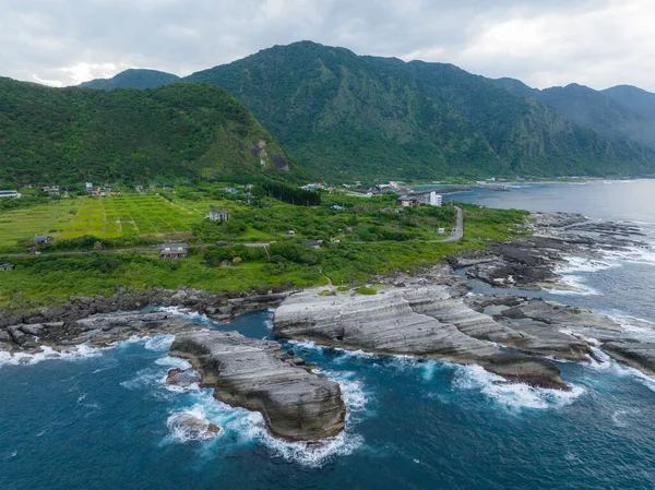 Тихоокеанське Узбережжя Шикування Мальовничих Місць Відпочинку Гуіншопланетному Місті Тайван — стокове фото