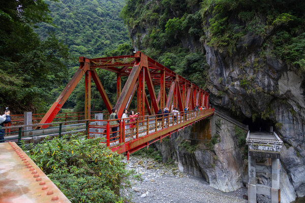 Hualien, Taiwan - 16 May 2023:  Changchun bridge cross the Liwu river in Taiwan Hualien