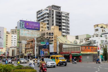 Tainan, Tayvan - 21 Şubat 2023: Tainan şehir merkezi caddesi