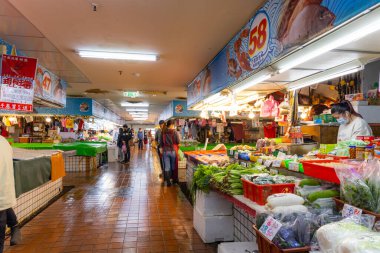 Taipei, Tayvan - 01 Mart 2023: Tayvan 'da Zhuwei balıkçılık pazarı