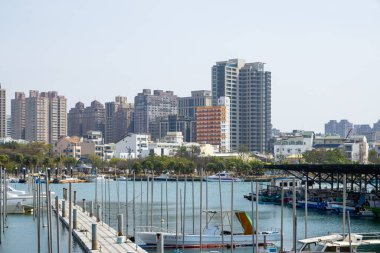 Tainan, Tayvan - 21 Şubat 2023: Tayvan 'da tayfun yat iskelesi