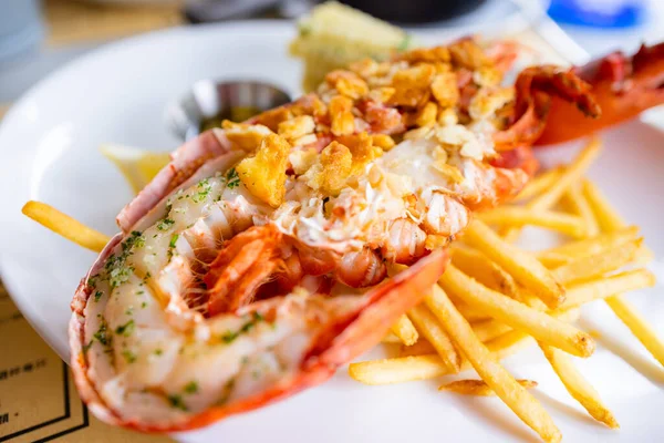 Grill Lobster French Fries — Stock Photo, Image
