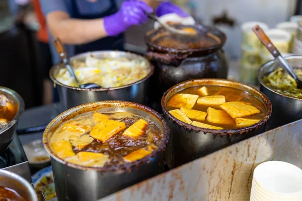 stock image Taiwanese local food store with braised tofu