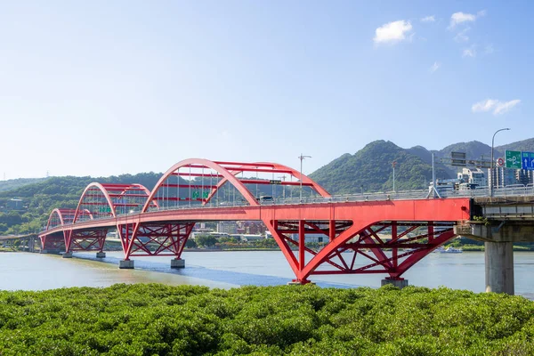 Тайвань Листопада 2022 Червоний Міст Гуанду Тамсуї Тайвань — стокове фото