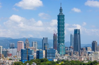 Tayvan 'da Taipei şehrinin ufuk çizgisi