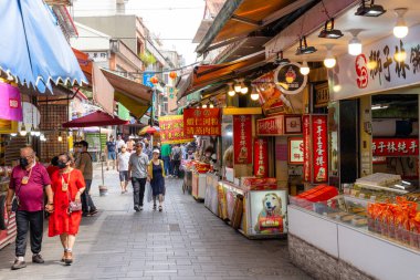 Tayvan - 23 Mart 2023: Tayvan 'da Jinshan eski caddesi 