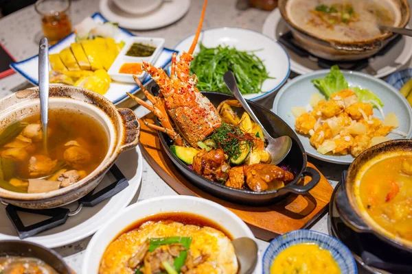 Rodinná Večeře Čínské Mořské Plody Restaurace — Stock fotografie