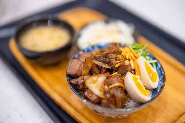 Grill Beef Rice Bowl Set — Stock fotografie