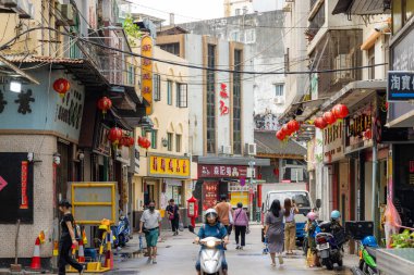 Macau - 30 Haziran 2023: Macau Eski Şehir Sokağı
