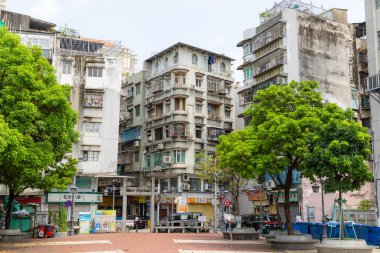 Macau - 30 Haziran 2023: Macau Eski Şehir Sokağı