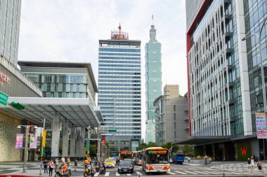 Tayvan - 13 Haziran 2023: Taipei xinyi bölgesi, Taipei ticaret merkezi