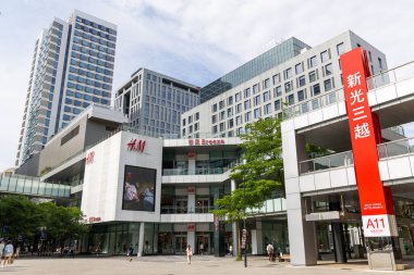 Tayvan - 13 Haziran 2023: Taipei xinyi bölgesi, Taipei ticaret merkezi