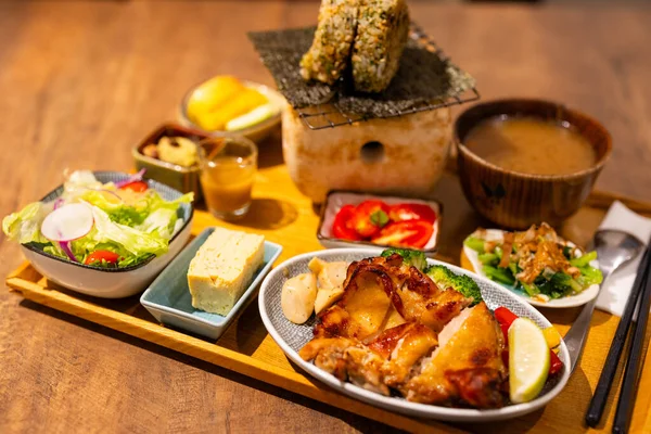 Riso Giapponese Pollo Nel Ristorante — Foto Stock