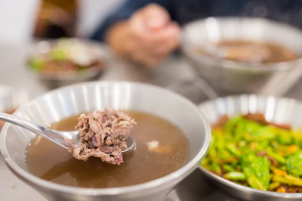 Färsk Nötkött Soppa Tainan Taiwan Berömda Köket — Stockfoto