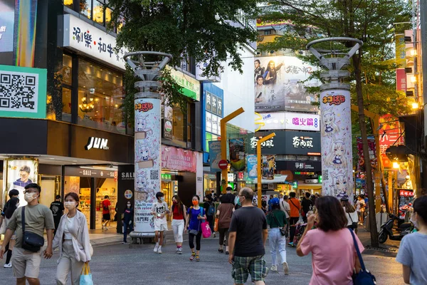 Tajpej Tajwan Września 2022 Tajpej City Street Ximending Night — Zdjęcie stockowe