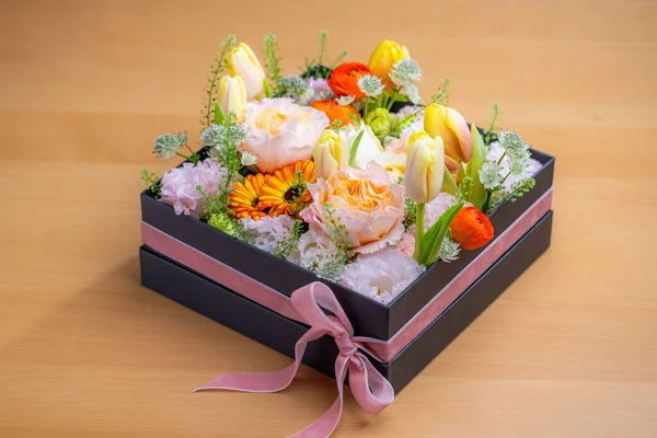 Box Different Flower Table — Stock Photo, Image