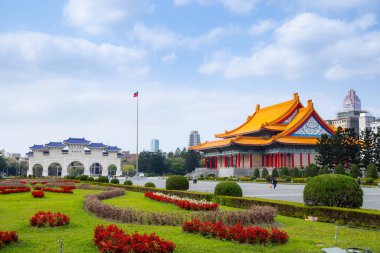 Taipei, Tayvan - 03 Mart 2023: Tayvan Taipei 'deki Chiang Kai shek Anıt Salonu' ndaki Ulusal Konser Salonu 