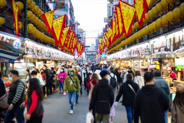 Keelung, Tayvan - 08 Mart 2023: Tayvan 'daki Keelung Gece Pazarı