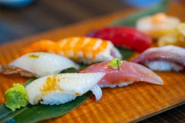 Sushi set in Japanese restaurant