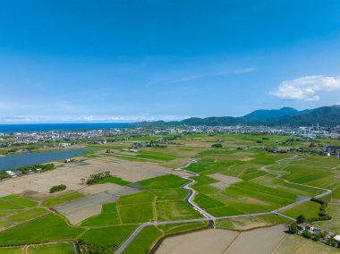 Tayvan 'daki Yilan kırsalının tepeden aşağı manzarası