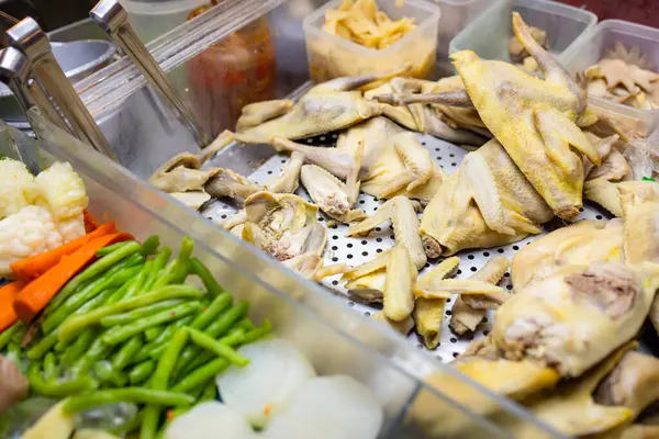 Vendita Pollo Nel Mercato Strada Taiwan Mercato Notturno — Foto Stock