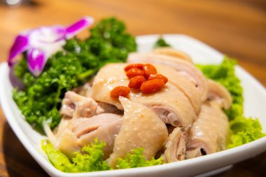 Tayvan yerel mutfağı buğulanmış tavuk