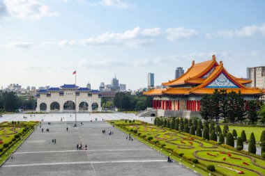 Taipei, Tayvan - 03 Mart 2023: Tayvan Taipei 'deki Chiang Kai shek Anıt Salonu' ndaki Ulusal Konser Salonu  
