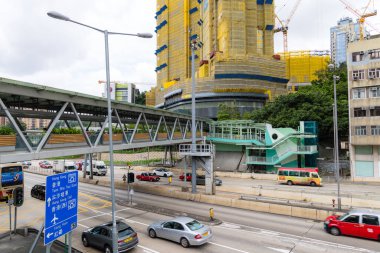 Hong Kong - 23 Haziran 2023: Hong Kong şehir trafiği