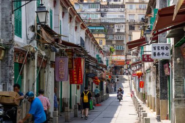 Macau - 30 Haziran 2023: Makao şehrinden Rua da Felicidade