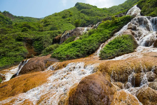 stock image Jinguashi golden waterfall in New Taipei city of Taiwan