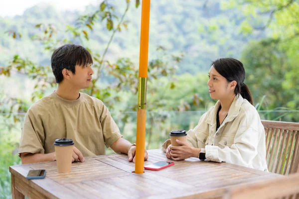 Couple Enjoy Dating Coffee Shop — Stock Photo, Image