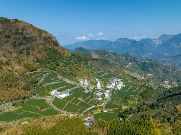 Vista Aérea Del Campo Montaña Shizhuo Trails Alishan Taiwán — Foto de Stock