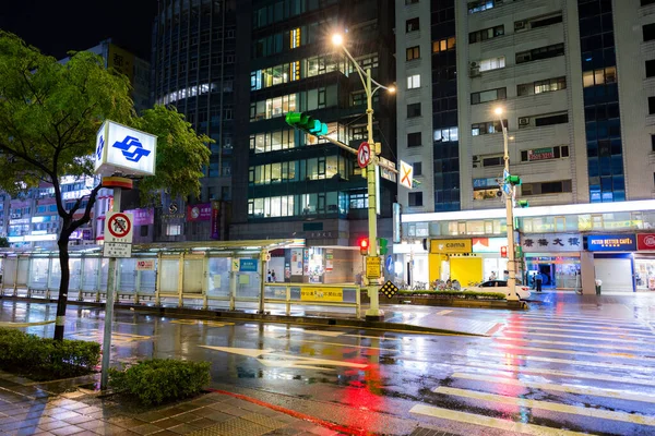 Тайбей Тайвань Вересня 2023 Року Вулиця Міста Тайбей Вночі Під — стокове фото