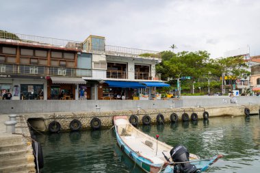 Tamsui, Tayvan - 23 Ağustos 2023: Tayvan 'da Tamsui tayfun barınağı