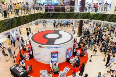 Tayvan - 08 Ekim 2023: Pokemon, New Taipei 'nin Linkou kentindeki Mitsui Outlet parkında etkinliğe gitti