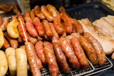 Grill sausage at street market of Taiwan