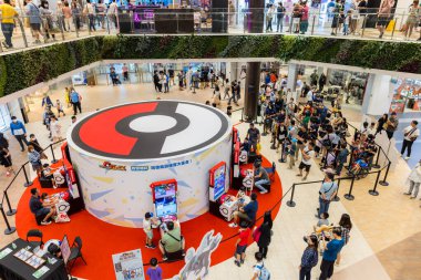 Tayvan - 08 Ekim 2023: Pokemon, New Taipei 'nin Linkou kentindeki Mitsui Outlet parkında etkinliğe gitti
