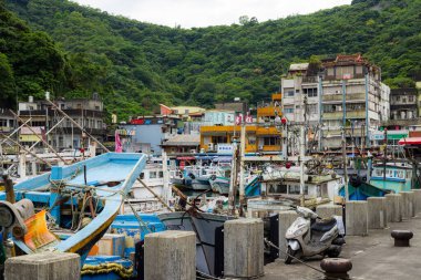 Yilan, Tayvan - 15 Mayıs 2023: Tayvan 'daki Nanfangao Balıkçılık Limanı