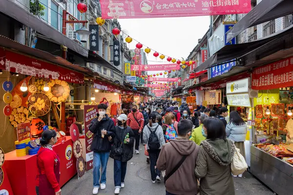 Тайбэй Тайвань Января 2023 Традиционный Лунный Рынок Нового Года Улице — стоковое фото