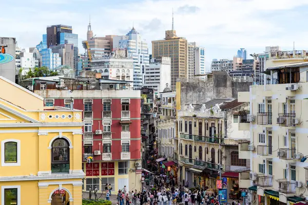 Macau Haziran 2023 Macau Insanlar Şehir Merkezinde Yürüyor — Stok fotoğraf
