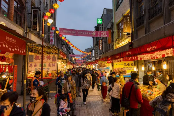 Taipei Taiwan January 2023 Lunar New Year Traditional Market Dihua —  Fotos de Stock