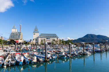 Taipei, Tayvan - 10 Kasım 2022: Tamsui Balıkçı Rıhtımı