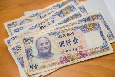 Tayvan eski kağıt para bankası