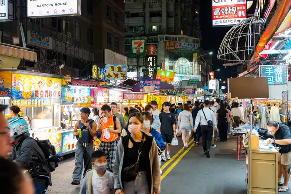 stock image Taichung, Taiwan - 25 October 2023: Yizhong Street in Taichung city at night