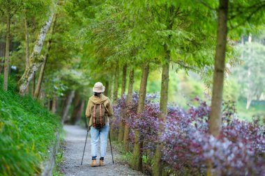 Yürüyüş yolunda yürüyen bir kadın