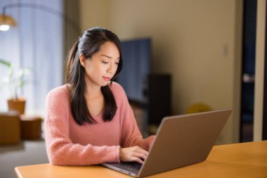 Evde dizüstü bilgisayarda kadın tipi