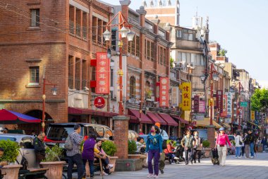 Taipei, Tayvan - 07 Aralık 2023: Taipei 'de Dihua Caddesi